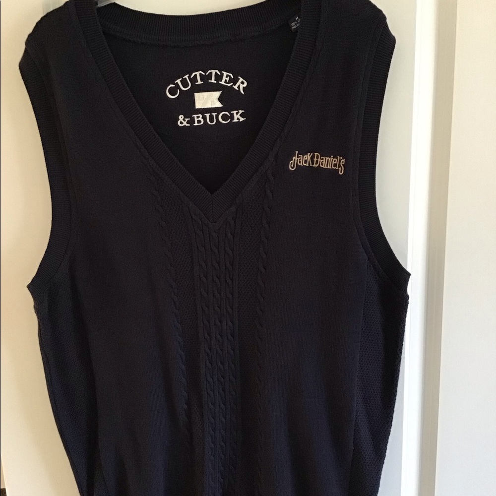 Cutter and Buck men’s sweater vest navy blue Jack Daniels